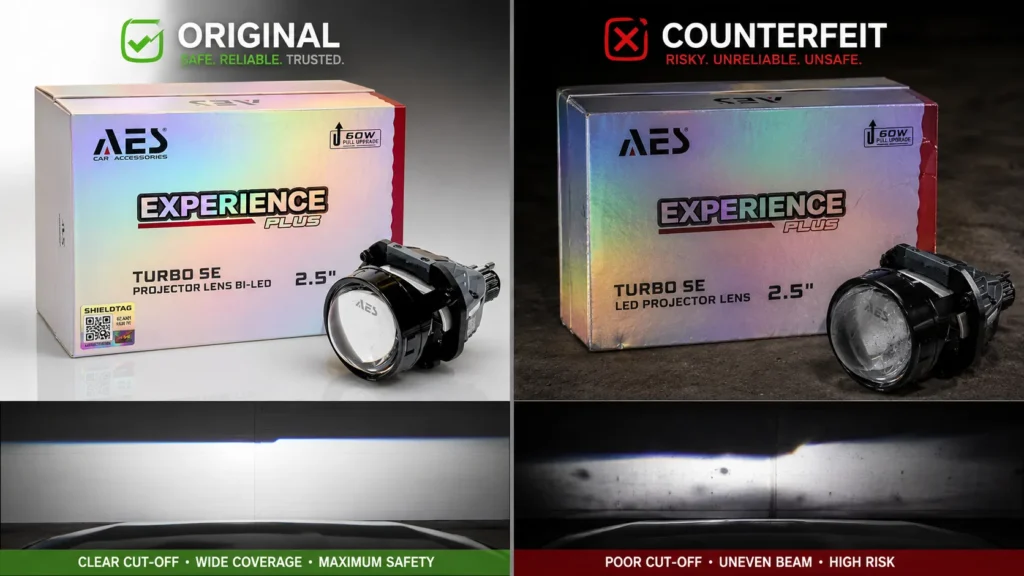Produk HID AES BullAES dengan intensitas cahaya tinggi mendekati spektrum sinar matahari untuk visibilitas maksimal dalam kondisi berkendara malam dan cuaca buruk