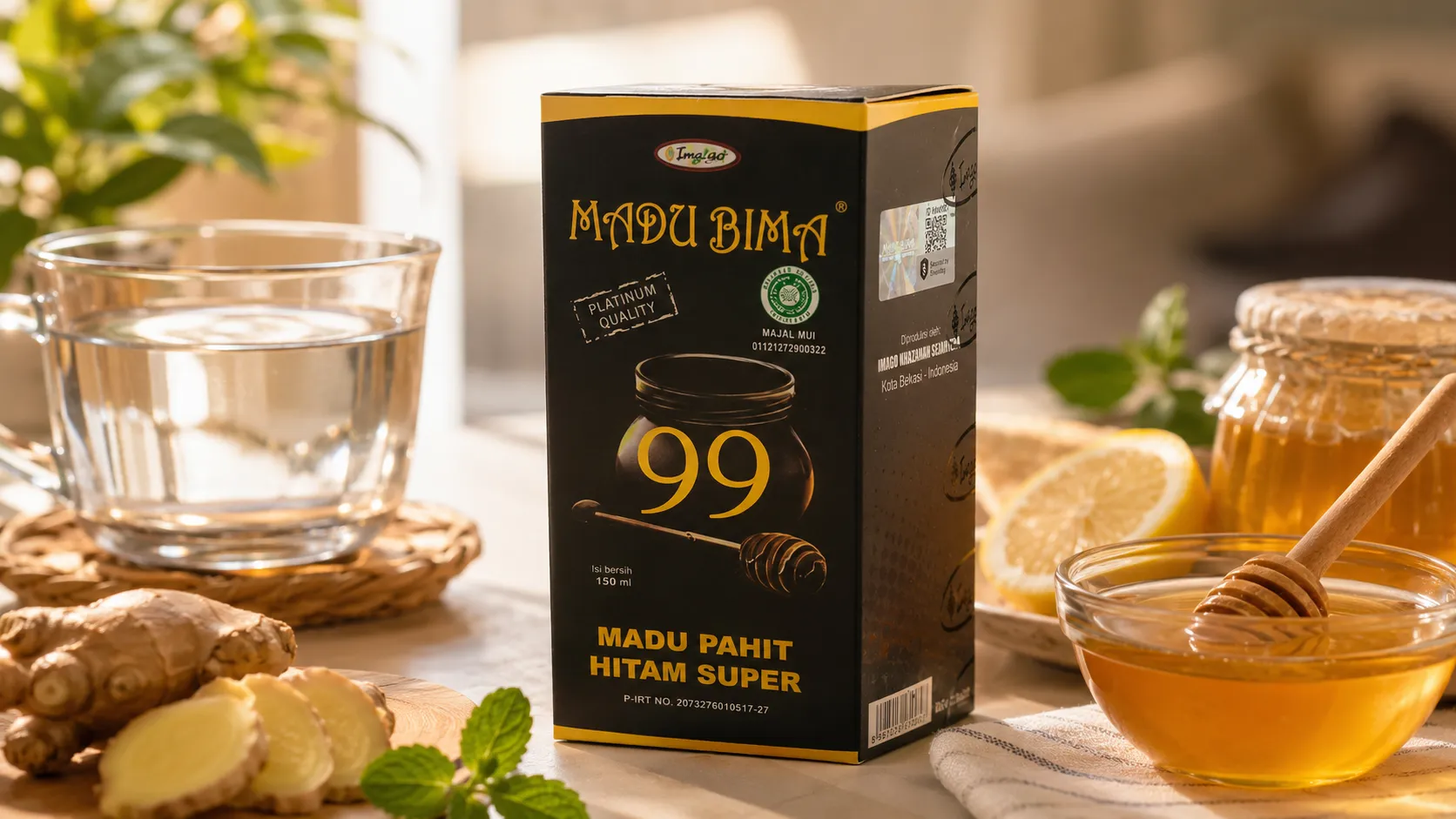 Alt: Botol Madu Bima 99 madu hitam alami hasil lebah liar untuk mendukung stamina dan gaya hidup sehat sehari-hari